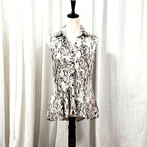 2/$30 Snakeskin Print Button Down‎ Sleeveless Womens Top Size S Liquid Knit Soft